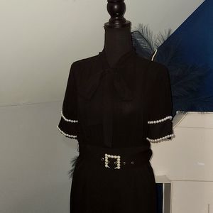 NWT Black Jumpsuit w/pearl accents